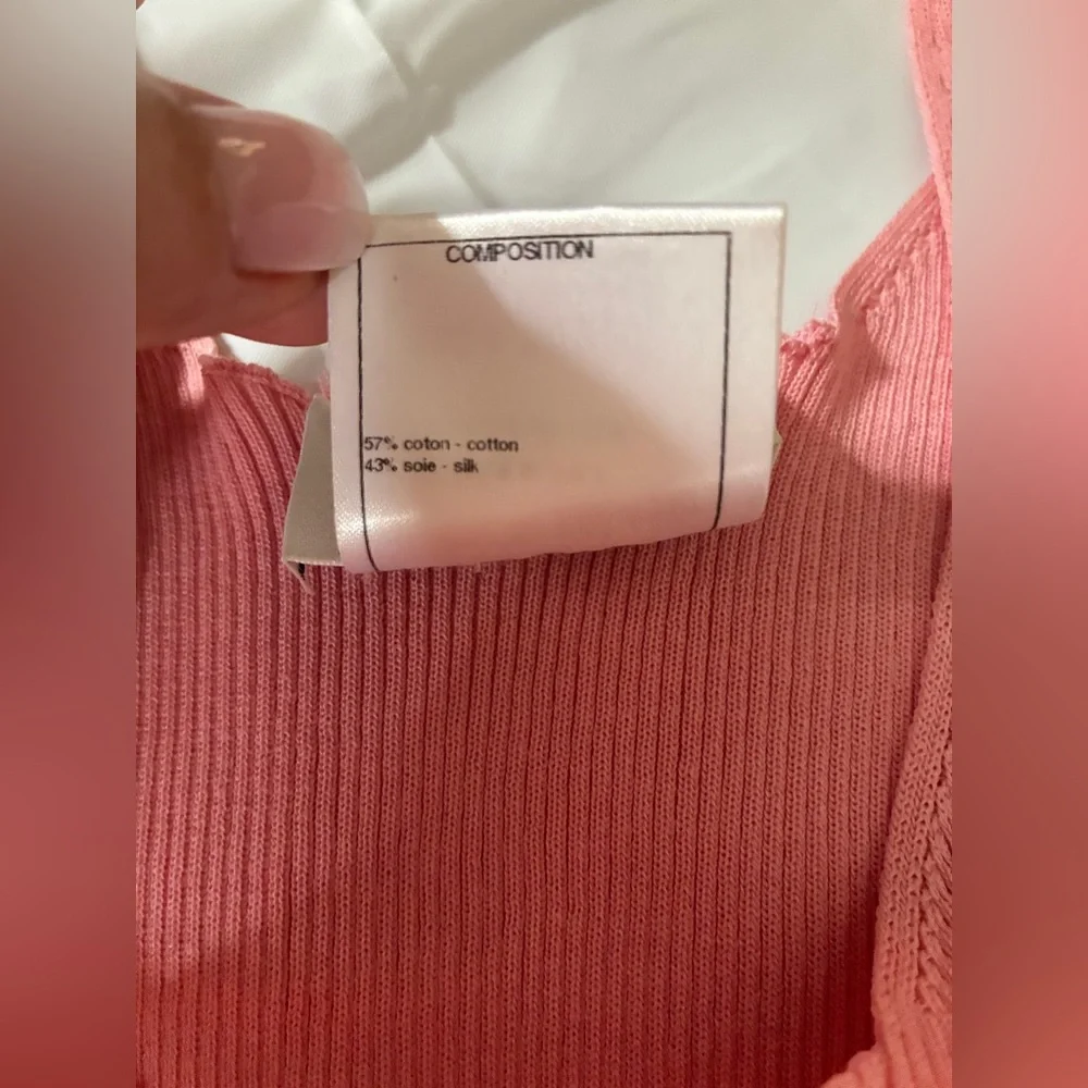 Vintage Chanel CC Logo Pink Ribbed Knit Tank Top